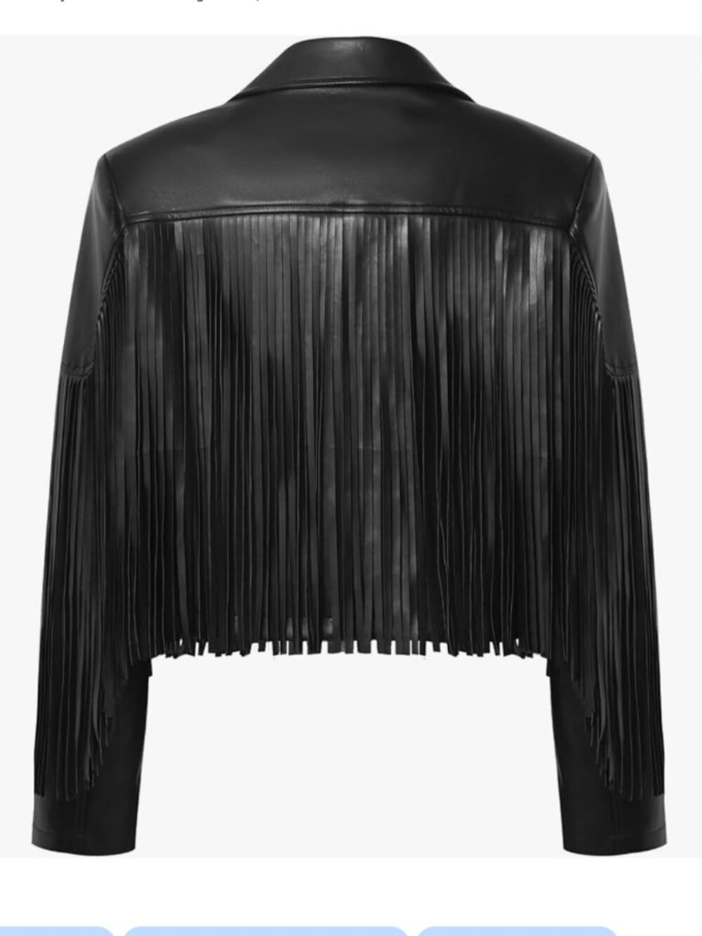 NWT Fringe Faux Leather Black Jacket Size Large (L=US 12-14) - Picture 5 of 5